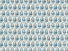 Load image into Gallery viewer, Linen Cotton Ivory Navy Blue Botanical Print Upholstery Drapery Fabric