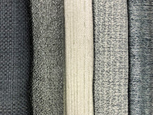 Load image into Gallery viewer, Light Dimming Slate Gray Silver Blue Basketweave Tweed Stripe Metallic MCM Mid Century Modern Drapery Fabric RM-Classic