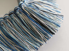 Load image into Gallery viewer, Navy Blue White Beige Brush Fringe Trim