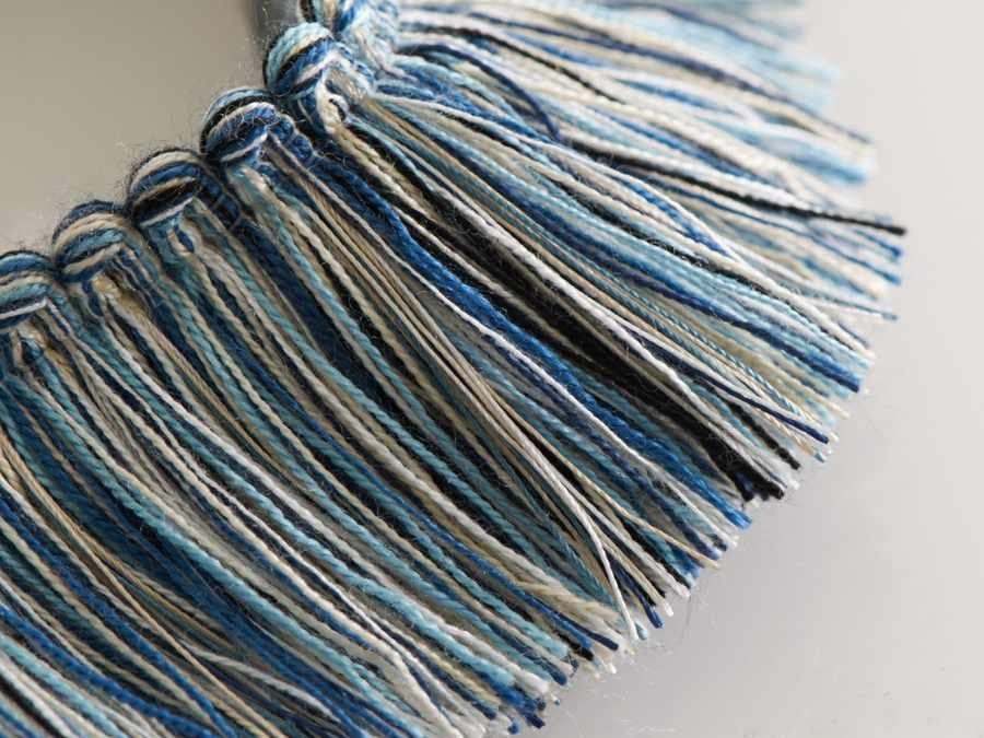 Navy Blue White Beige Brush Fringe Trim