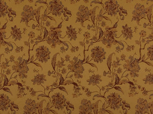 Heavy Duty Floral Mustard Gold Burgundy Red Upholstery Drapery Fabric