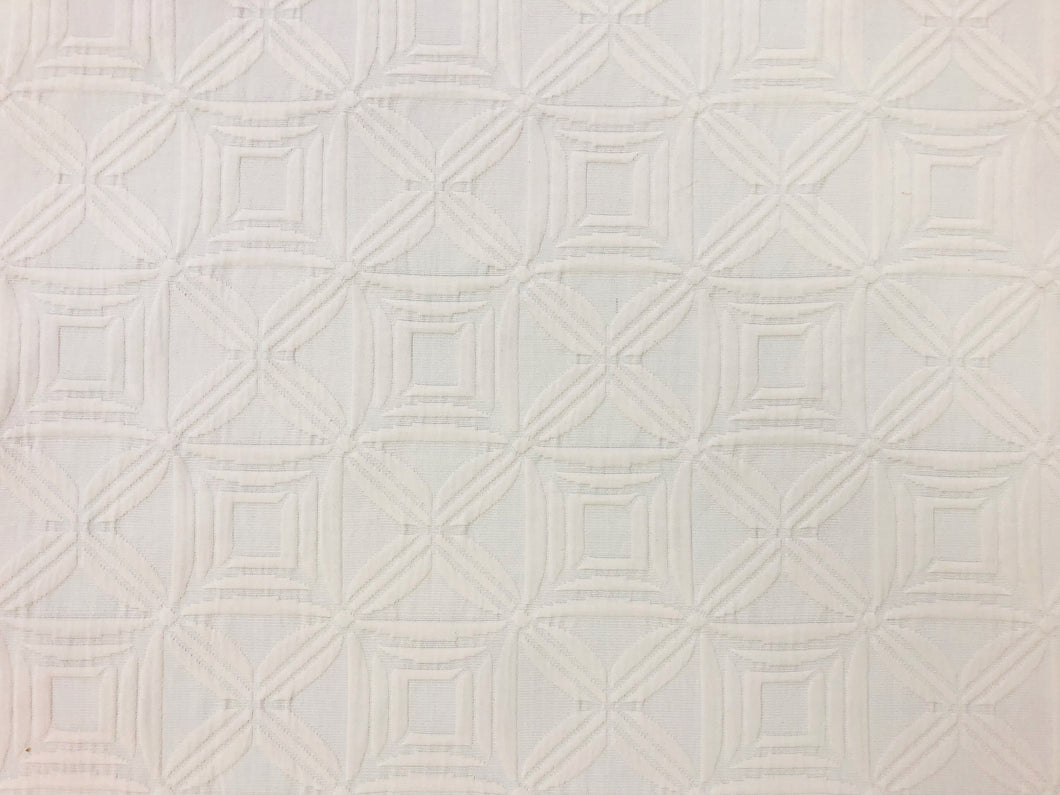 Designer Geometric Ivory Matelasse Upholstery Drapery Fabric