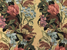 Load image into Gallery viewer, Kravet Design 14550-8 Floral Botanical Beige Burgundy Red Teal Blue Black Mauve Tapestry Upholstery Fabric