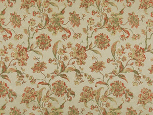 Heavy Duty Floral Seafoam Green Beige Coral Upholstery Drapery Fabric