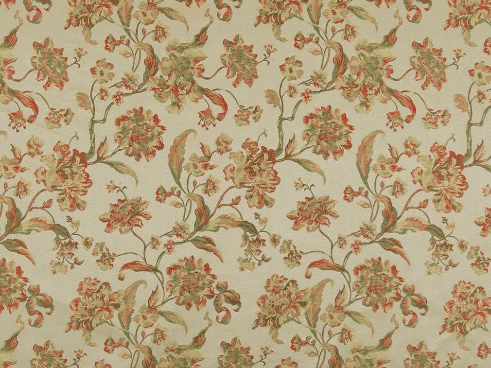Heavy Duty Floral Seafoam Green Beige Coral Upholstery Drapery Fabric