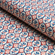 Load image into Gallery viewer, Schumacher Josiane Floral Fabric 180600 / Rouge &amp; Navy