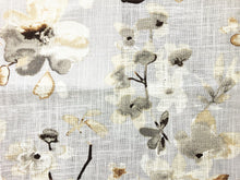 Load image into Gallery viewer, Linen Cotton Grey Beige Ivory Floral Upholstery Drapery Fabric