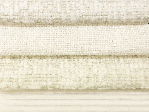 Crypton Water & Stain Resistant MCM Mid Century Modern Tweed Stripe Velveteen Ivory Off White Upholstery Fabric RMC-WCII