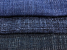 Load image into Gallery viewer, MCM Mid Century Modern Textured Tweed Blueberry Indigo Dark Teal Drapery Fabric