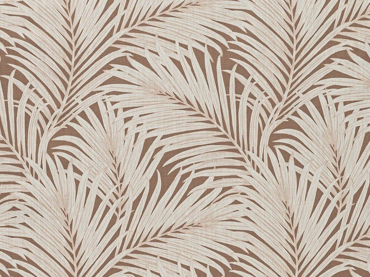 Mocha Brown Ivory Tropical Palm Upholstery Drapery Fabric