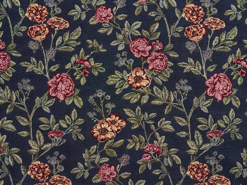 Heavy Duty Abstract Floral Tapestry Dark Teal Red Beige Pink Green Upholstery Fabric