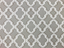 Load image into Gallery viewer, Water &amp; Stain Resistant Indoor Outdoor Taupe Brown White Trellis Geometric Upholstery Drapery Fabric