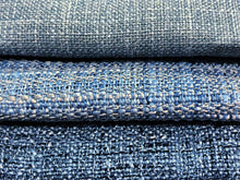Load image into Gallery viewer, MCM Mid Century Modern Textured Tweed Stone Blue Cerulean Denim Navy Drapery Fabric