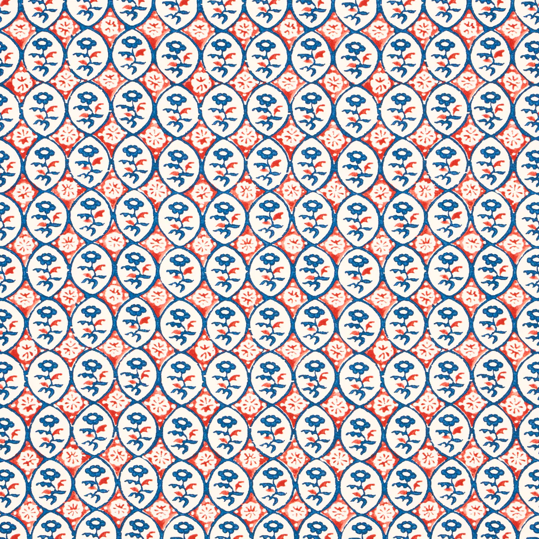 Schumacher Josiane Floral Fabric 180600 / Rouge & Navy