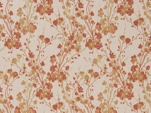 Heavy Duty Abstract Floral Tapestry Orange Coral Beige Ivory Upholstery Fabric