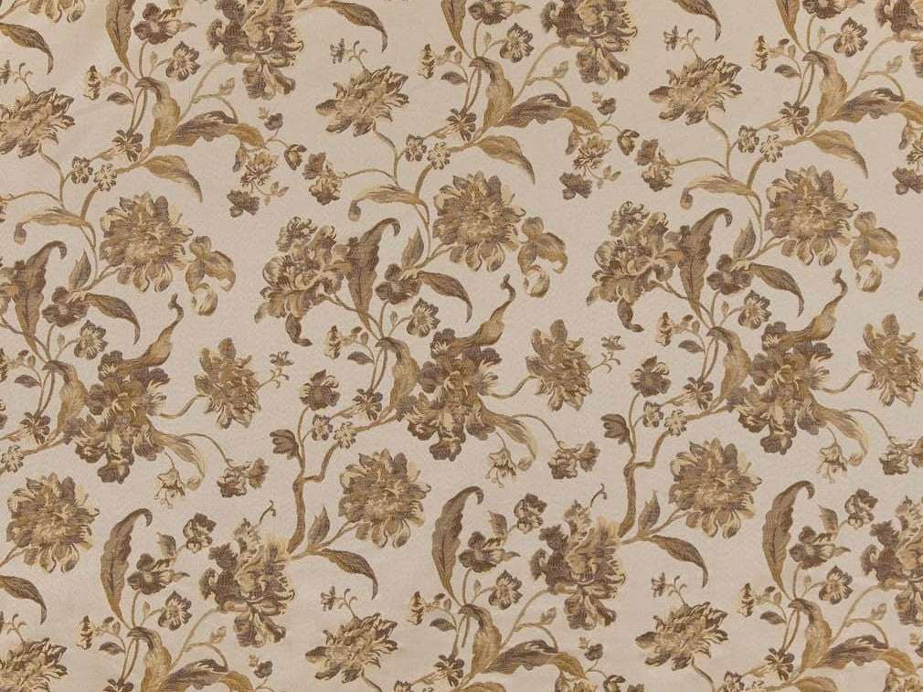 F8 Tan Floral Upholstery Fabric - yard —