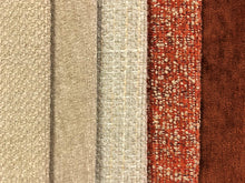 Load image into Gallery viewer, Crypton Stain Water Resistant Mid Century Modern Basketweave Tweed Chenille Beige Rusty Brown Wheat Greige Orange Upholstery Fabric RMCR V