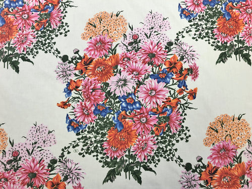 Valentino Garavani Linea Decor Marguerite Botanical Floral Cotton Cream Pink Green Blue Orange Red Drapery Dress Fabric