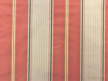 Load image into Gallery viewer, Silk Coral Green Yellow Pure Silk Stripe Upholstery Drapery Fabric / Rose