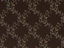 Load image into Gallery viewer, Heavy Duty Leaf Brocade Dark Umber Aqua Blue Beige Upholstery Drapery Fabric