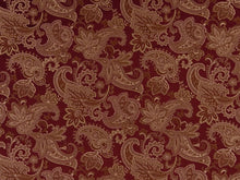 Load image into Gallery viewer, Burgundy Red Beige Damask Paisley Upholstery Drapery Fabric