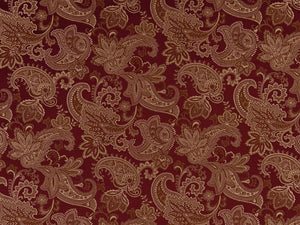 Burgundy Red Beige Damask Paisley Upholstery Drapery Fabric