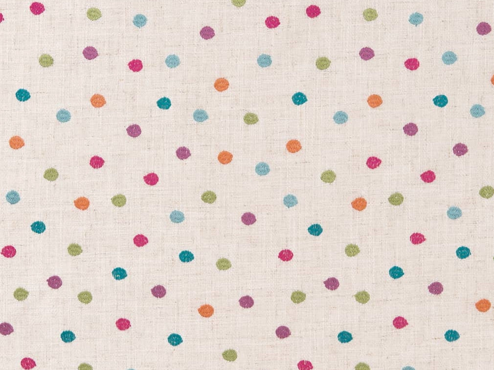 Beige Pink Turquoise Blue Orange Green Purple Embroidered Polka Dot Upholstery Drapery Fabric