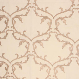 Angelica Beige Embroidered Damask Drapery Fabric / Cream