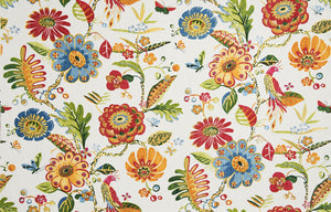Floral Bird Print Drapery Upholstery Fabric / Blossom
