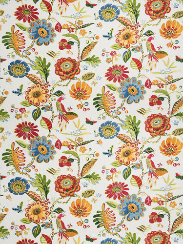 Floral Bird Print Drapery Upholstery Fabric / Blossom