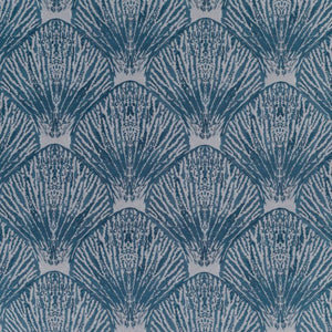 Coquille Blue Nautical Shell Upholstery Fabric / Deep Sea