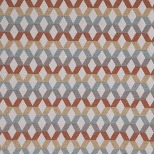 Di Lido Burnt Orange Gray Aqua Geometric Upholstery Fabric / Canyon