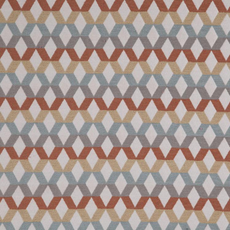 Di Lido Burnt Orange Gray Aqua Geometric Upholstery Fabric / Canyon