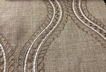 Load image into Gallery viewer, Embroidered Drapery Fabric Geometric Trellis Beige Gray Neutral / RMIL13