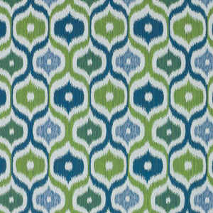 Rio Arriba Lime Gren Teal Blue Geometric Upholstery Fabric / Lagoon