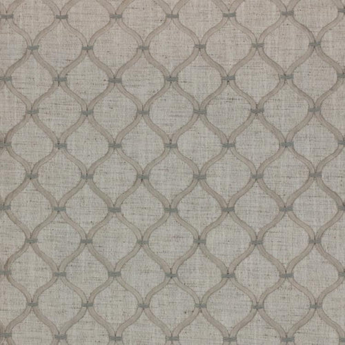 Romesco Trellis Gray Embroidered Geometric Fabric / Titanium