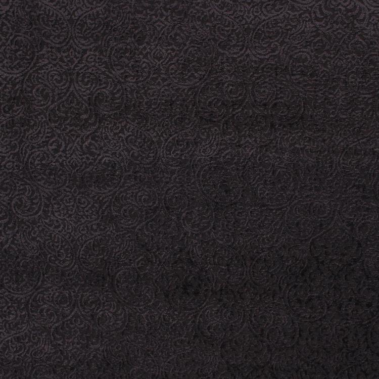 Sanremo Scroll Black Damask Chenille Upholstery Fabric / Shadow