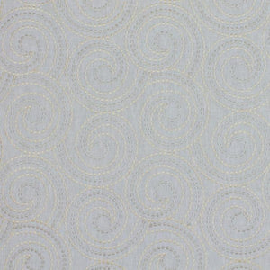 Scroll Dance Light Gray Cream Embroidered Drapery Fabric / Candlelight