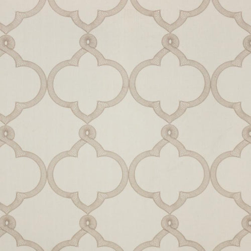 Tangier Trellis Beige Embroidered Neutral Drapery Fabric / Linen