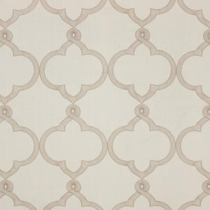 Tangier Trellis Beige Embroidered Neutral Drapery Fabric / Linen