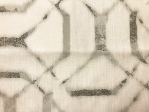 Cotton Ivory Grey Abstract Geometric Upholstery Drapery Fabric