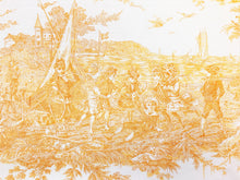 Load image into Gallery viewer, 108" Wide Olivier Thevenon French Cotton Ivory Yellow Toile Historic D' Eau Victorian Children Print Upholstery Drapery Fabric