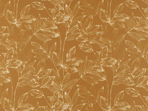 Heavy Duty Mustard Gold Cream Leaf Pattern Botanical Upholstery Drapery Fabric