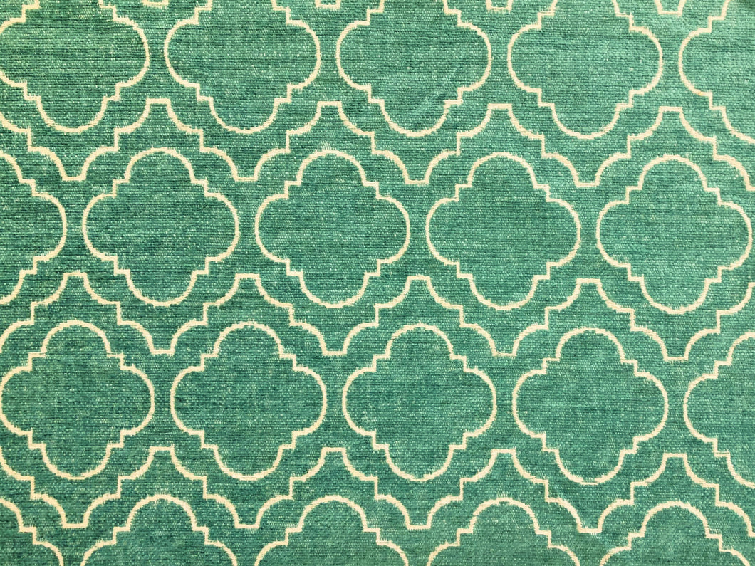 1.7 Yards Kravet Design 31422-35 Turquoise Aqua Blue Trellis Geometric Chenille Upholstery Fabric