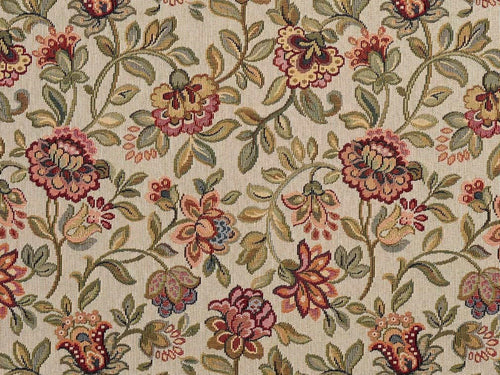 Heavy Duty Floral Botanical Tapestry Burgundy Peach Navy Blue Green Pink Upholstery Fabric