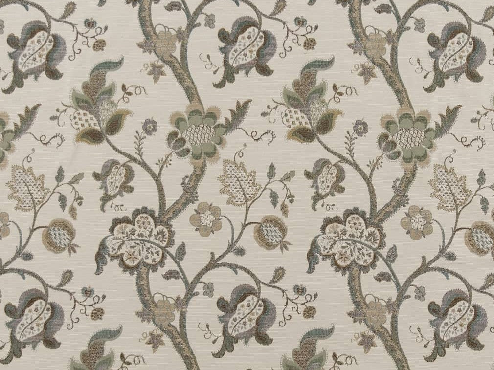 Heavy Duty Jacobean Floral Tapestry Sage Green Mustard Beige Ivory Brown Upholstery Fabric