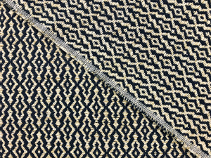 Thibaut Sumatra Navy Blue Beige Geometric Tribal Woven Upholstery Drapery Fabric