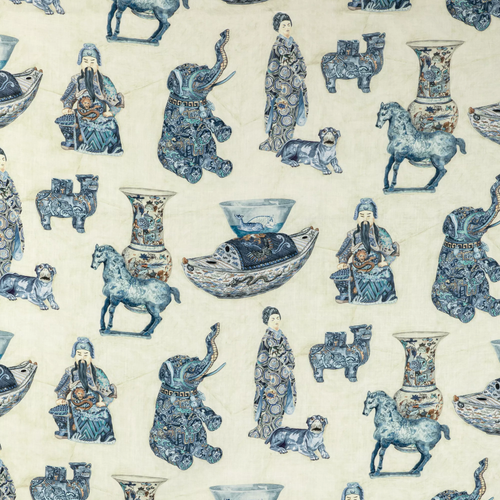 Lee Jofa Tambelan Print Fabric / Porcelain