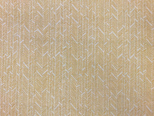 Load image into Gallery viewer, Twill Textiles French Stencil Herringbone Abstract Geometric Belgian Linen Beige Mustard Yellow Upholstery Drapery Fabric