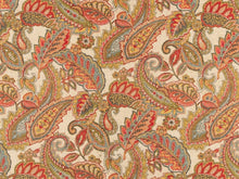 Load image into Gallery viewer, Beige Teal Yellow Red Green Paisley Upholstery Drapery Fabric